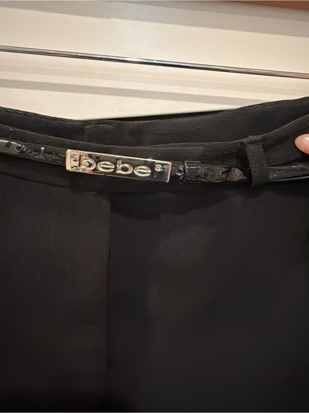 Vintage Bebe Black High-Waisted Shorts with Logo Belt – Size 2